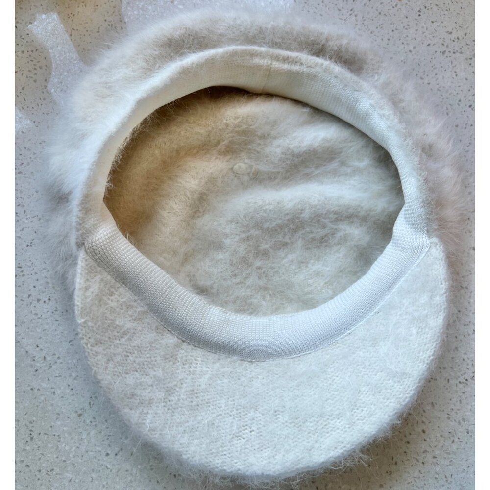 Newsboy Hat White Mohair With Fuzzy Finish Vintage GUC - Picture 6 of 10